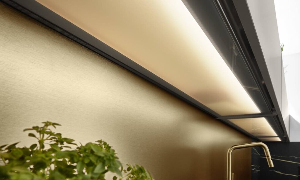 feng shui kitchen lighting gold backsplash