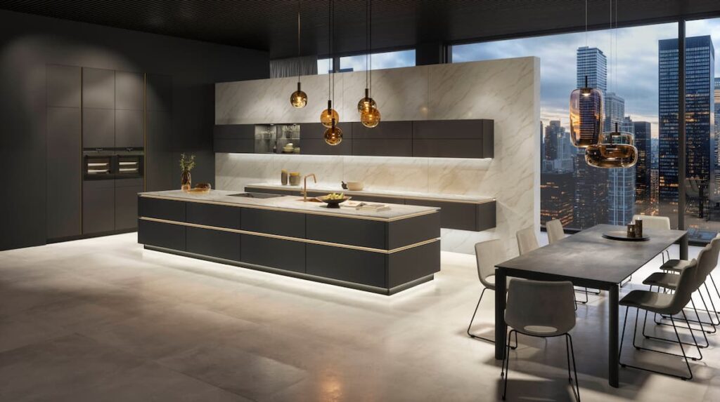 luxury island kitchen ambient led lighting